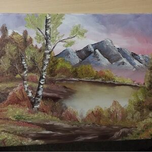 Serene Mountain Landscape Oil Painting